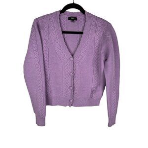 LULUS Women's Lavender V-Neck Sweater Cardigan Small